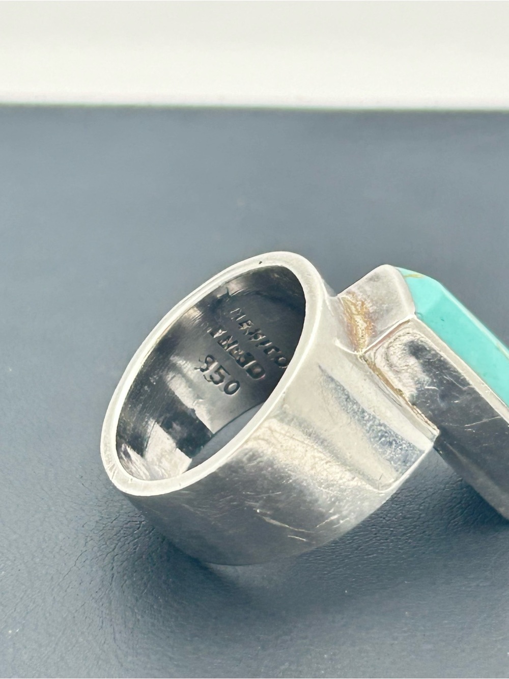 Sterling Silver Turquoise Rectangle Statement Ring - Picture 6 of 12